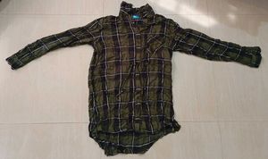 Olive Green Plaid Flannel Shirt