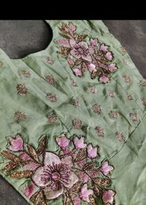 Elegant Green Embroidered Gown