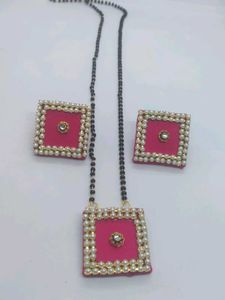 Pink Febric Mangalsutra Set