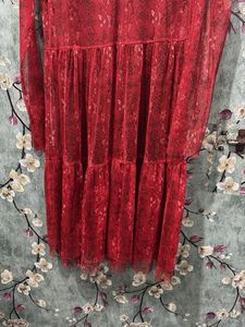 Chic Red Lace Tiered Dress