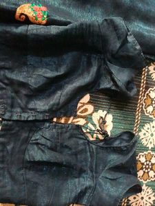 Designer Silk Blouse saree and shirt couple combo