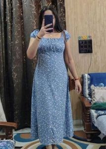 Blue Floral Midi Dress