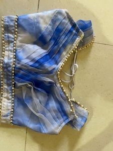 Stylish Blue & White Tie-Dye Blouse