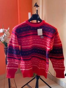 Brand New Korean Stylish Red Patterned Sweater
