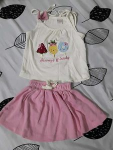 Cute Girls' Ice Cream Print Outfit