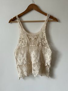 Cream Crochet Tank Top