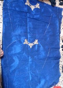 Royal Blue Embroidered Blouse Piece