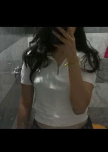 White short-sleeve top