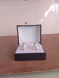 Green Diamond Toerings Pure Silver