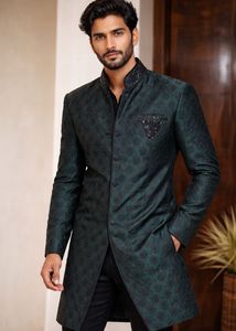 Heavy Handwork Sherwani on jacquard fabric