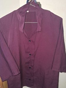 Casual Purple Button-Up Top