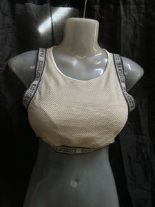 Cream Textured Sports Bra