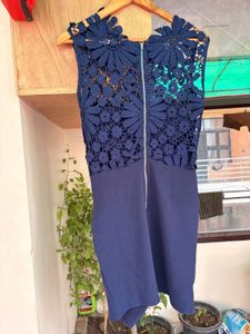 Elegant Navy Blue Lace Dress