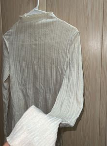 Off-White Ribbed Long Sleeve Top