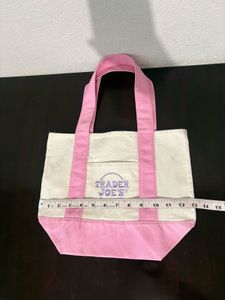 Trader Joe's Canvas Tote Bag Pink Trim