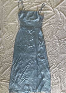 ZARA Baby Blue Corset Midi Dress