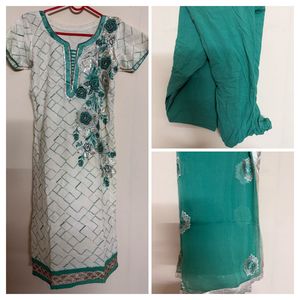Teal &amp; Silver Salwar Kameez