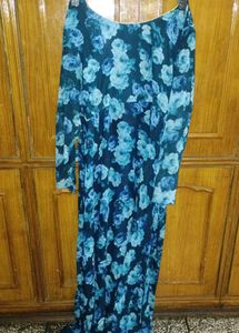 Elegant Blue Floral Maxi Dress