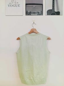 Light Green Sleeveless V-Neck Top