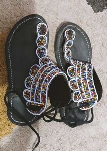 Boho Beaded Flat Sandals
