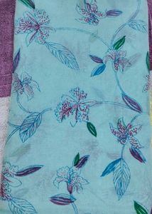 🩵 Cyan Blue Floral Saree with 💜 orchids