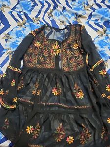 Embroidered Black Kurta