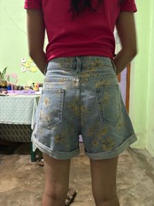 Floral Print Denim Shorts