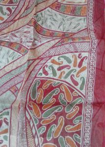 Red N White Super Net Saree