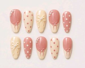 Cute Handmade & Polka Dot Press-On Nails💅🩷💛.