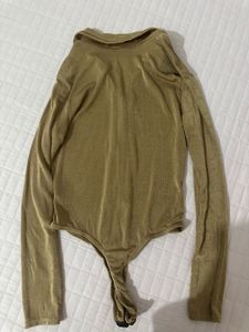 MISSGUIDED Sparkly Long Sleeve Bodysuit Top