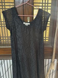 Women Black Floral Net Maxi Dress