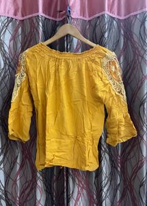 Yellow Off-Shoulder Lace Top