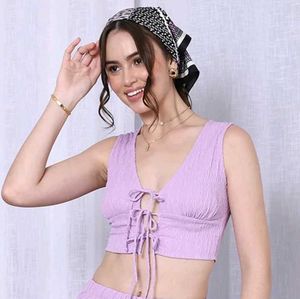 Plunging tie up Neck front open top