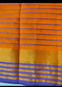 Vibrant Checked  Saree attached blouse pc