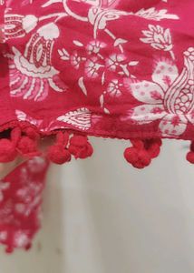 Red Floral Print Kurta