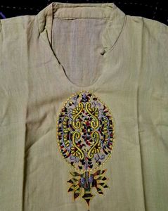 Greenish Yellow Embroidered Kurta