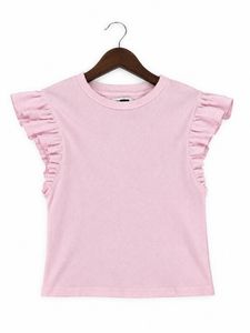 Cute Pink Ruffled Sleeve Top