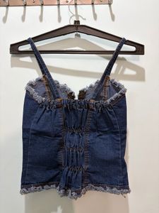 Denim Corset Top with Zipper