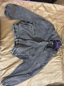 Washed Denim Cropped Jacket