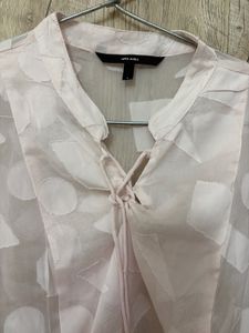 Sheer Geometric Print Peplum Blouse