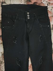 Black Distressed Skinny Jeans