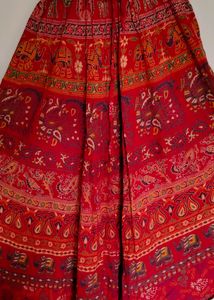 Bohemian Red Elephant Print Maxi Skirt
