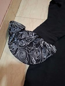 Black Midi Dress with Swirl Sleeves