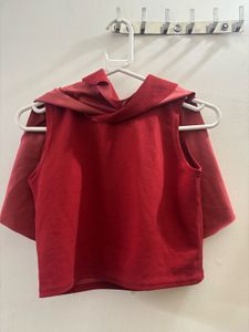 Red Ruffle Cape Top