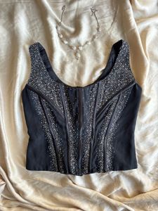 Stunning Embellished Black Corset Top