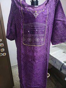 Vibrant Purple Bandhani Kurta