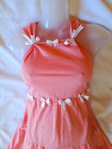 Coquette Peach Dress - Free size