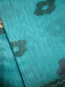 Beautiful Teal Saree with Floral Print