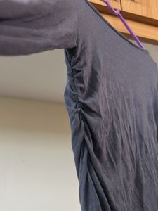 Grey Long Sleeve Ruched Top - XS
