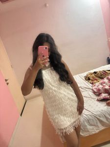 Stunning White Fringe &amp; Sequin Dress